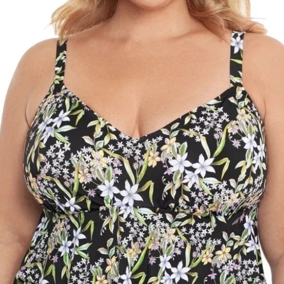 SWIM SOLUTIONS Multi Color Full Ruffled Prairie Dance One Piece Swimsuit - Picture 3 of 10